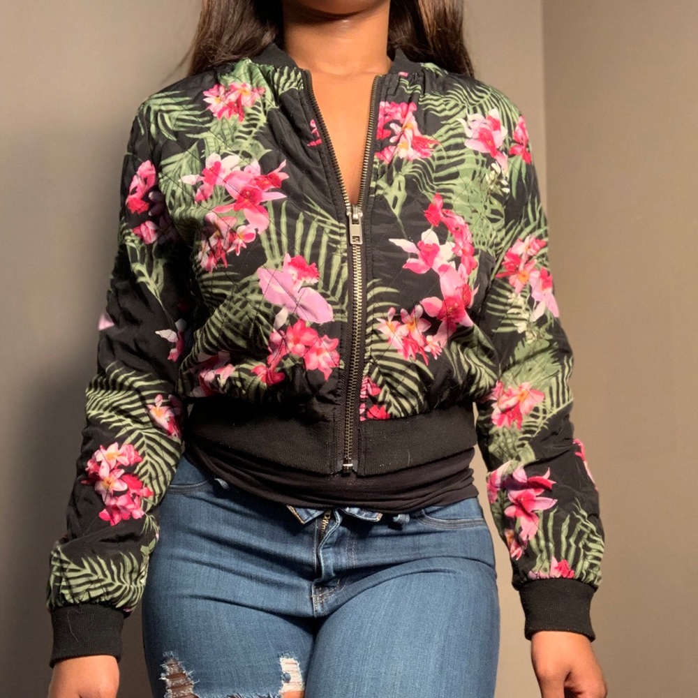 F21 floral bomber